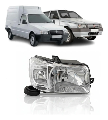 Farol Fiat Uno Mille Fire Economy Cromado 2004 Até 2013 | Parcelamento sem juros