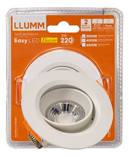 Kit Com 10 Spot De Embutir 3w Led 3000k Redondo Decor - Llum