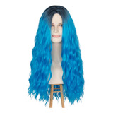 Miss U Hair - Pelucas Largas Onduladas Azules Para Mujeres Y