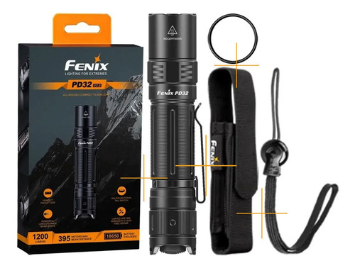 Linterna De Mano Led Fenix Tactica Pd32 V2.0 1200 L 395 Mt