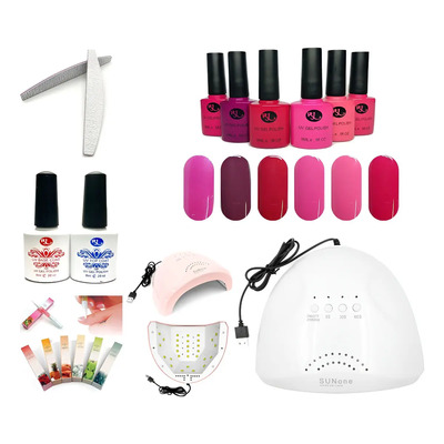 Kit Gelish (gama 6pz) + Lampara Led Uv + Base + Top + Lima Color Gama H | Envío gratis