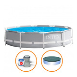 Piscina Intex 4.485l Estrutural Prism Cinza Capa E Bomba