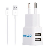 Cargador De Pared Doble Micro Usb 220v 2.1a Philco