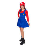 Disfraz De Mario Para Mujer, Dama, Vestido, Super, Mario Cosplay Bros Yoshi Luigi Game Uniforme Halloween Peach Fabuloso Increíble.