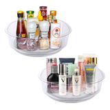 Organizador Giratorio Lazy Susan Especiero Maquillaje 2 Pz Color Blanco