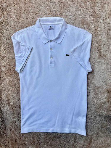 Playera Blanca Lacoste Talla M - 6  De Caballero Original