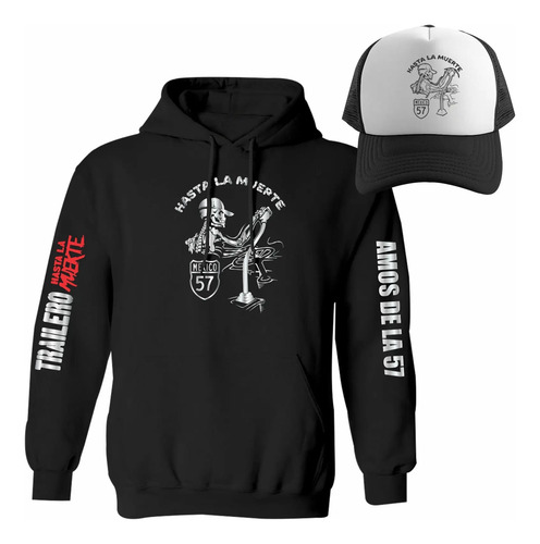 Kit Sudadera + Gorra Diseño Calavera Trailero México 57 V1