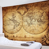 Tapiz De Mapa Mundial Ruta Marítima Antiguo Mapa Del T...