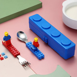 Set Cubiertos Niño Tipo Lego Cuchara Y Tenedor