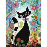 Pintura Por Números Animal Gato Negro 30x20 / Kit 