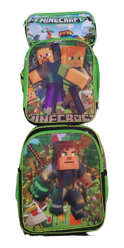 Mochila 3d De Minecraft Para Kinder De Carrito Con Combo