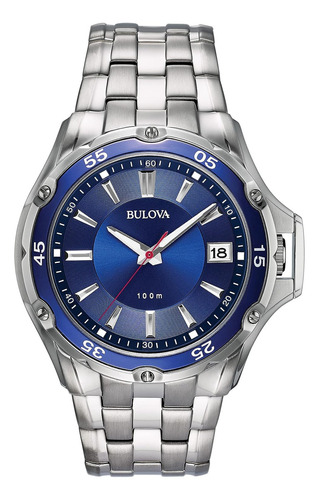 Reloj Bulova 98b297 Bulova 98b297 De Cuarzo De Calendari Color De La Correa Plata Color Del Bisel Acero Inoxidable Color Del Fondo Azul