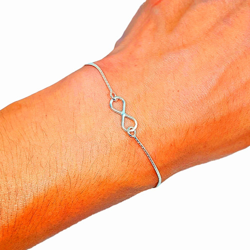 Pulsera Plata 925 Con Dije Diseño Infinito Liso Y Delicado 