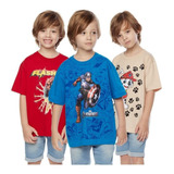 10 Camisetas Infantil Curta Masculina Desenhos Jogos Heróis