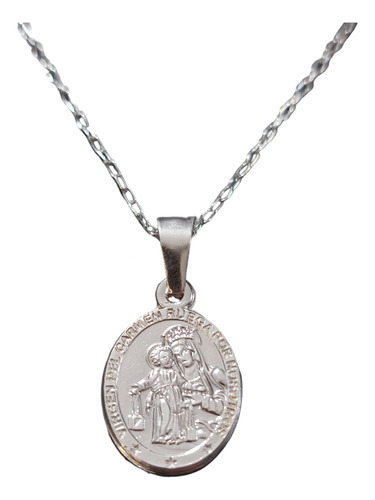 Collar Cadena Virgen Del Carmen G Hombre Plata 925 + Caja Re