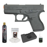 Pistola Airsoft Gas Gbb Glock G42+bbs+gás+case+silicone