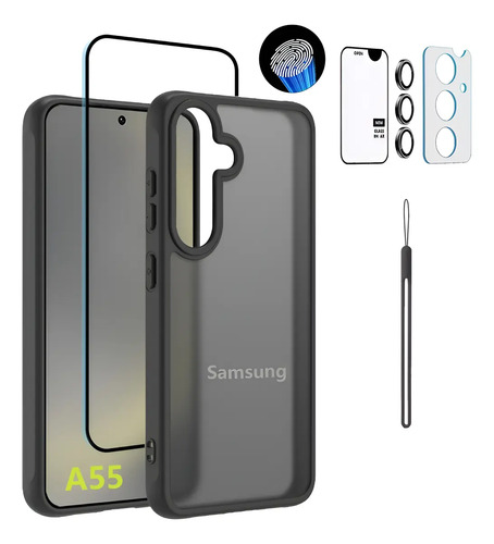 Kit Funda Esmerilado Uso Rudo Para Samsung Galaxy A+micas Hd