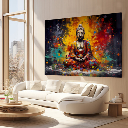 Quadro Tela Decoração Sala Quarto Buda Yoga 120x90 