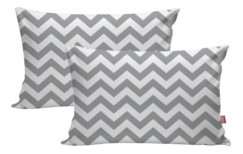 Kit 2 Fronha Travesseiro 70x50 Cama Casal Chevron Cinza