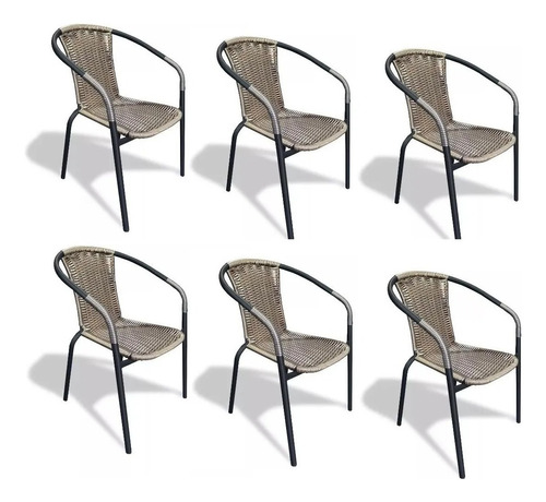 Oferta Por 6 Sillas De Jardin Exterior Terraza Balcon Rattan