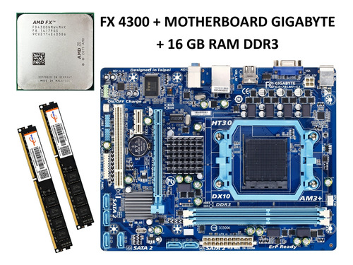 Kit Gamer Fx 4300 4nucleos 4h + Mb Gigabyte + 16 Gb Ddr3