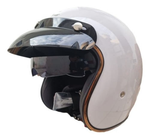Casco Para Moto Chopper Retro Con Gafas Dot Certificado Blan