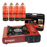 Anafe Camping Brogas + 4 Cartuchos Butano Cocina Portatil