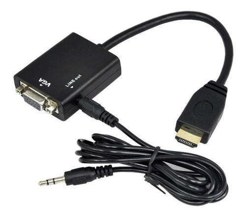 Cabo Adaptador Hdmi Para Vga Conversor Áudio E Vídeo 1080p