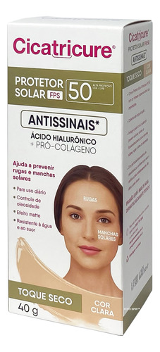 Cicatricure Protetor Solar Facial Fps50 Cor Clara Toque Seco