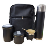 Set Matero Negro Con Bolso Cuerina Y Mate Pampa Pvc