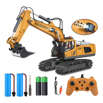 Excavadora RC 11 Canales 1:20 Amarillo Control Remoto 360° Aleación | Envío gratis
