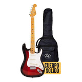 Guitarra Eléctrica Stratocaster Sx Fst-57 + Funda Sx Strato Color Bordó Material Del Diapasón Arce Orientación De La Mano Diestro