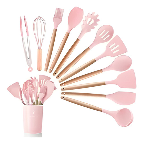 Set 12 Utensilios De Cocina Silicona Resistente Calor Juego