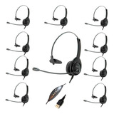 Kit 10 Headsets Usb Voip Com Cancelador De Ruído Agem Ah-089