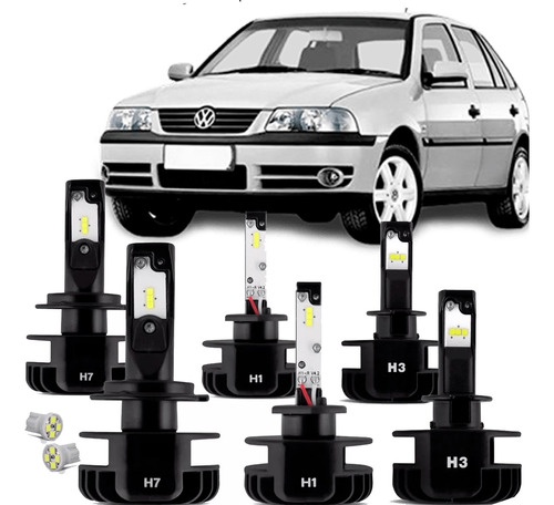 Kit Lampada Super Led Plus Cinoy Vw Gol G3 Farol Foco Duplo