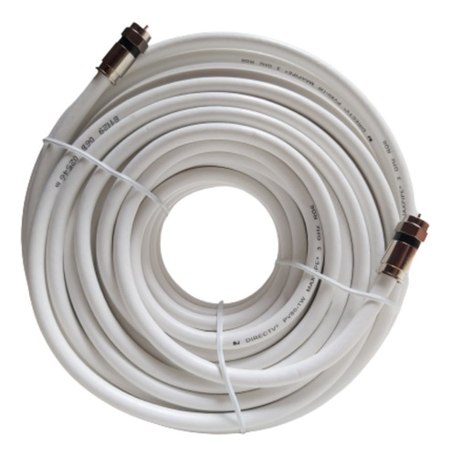 Cable Coaxial Chipa Rg6 X 25 Mts Blanco Con Conectores