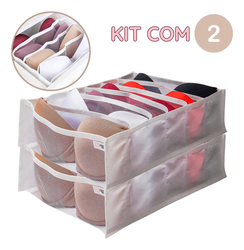 Kit 2x Colmeia Organizadora Gaveta Sutiã Tela Gg 12 Nichos