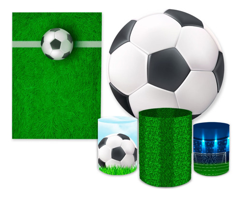 Kit Casadinho Painel Retangular Futebol + Trio Capa Cilindro