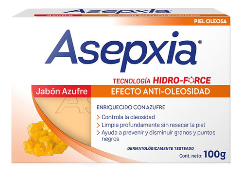 Asepxia Jabón En Barra  Azufre Piel Grasa 100grs