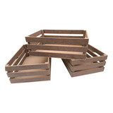 Huacales De Madera(mdf) Set 3 Pzas 6mm 30x20 Cm Canasta