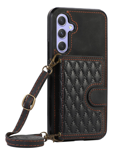 Capa De Couro Com Suporte De Cartão Crossbody Wallet Para Sa