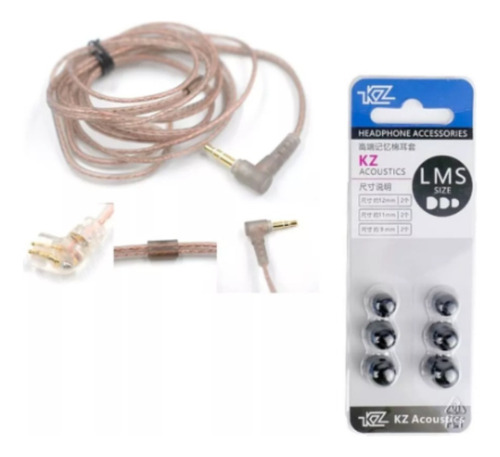 Cable Kz Pin C No Mic Kz Zsn/pro/x Zs10 Pro + Almohadillas