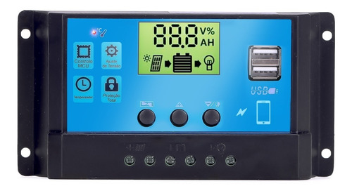 Controlador De Carga Painel Solar 60a Pwm Lcd Usb 12v/24v