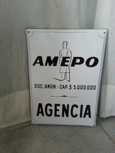 Cartel Enlozado Amepo Agencia 25 X 35 Cm Original