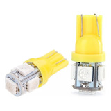 Lampara Led T10 W5w Luz Posicion 5 Led 12v Amarillo X2