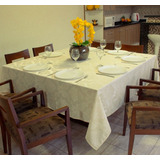 Toalha De Mesa Quadrada Jacquard 1,80m X 1,80m - Marfim