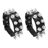 Kit C/ 2 Pulseira Bracelete Couro Unissex Punk Rock Fivela