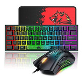 Mouse Y Teclado Xinmeng Rgb Led 62 Teclas 12001 Dpi -negro