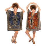 Combo 2 Vestidos Kaftan Longuete Ajustável Plus Size Premium