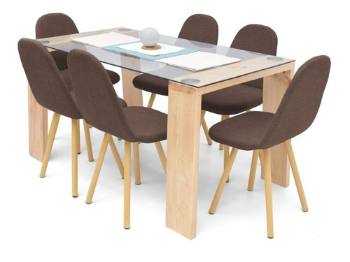 Set Comedor Milan Matiz 6 Puestos - Sillas Matiz Tela